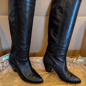 Frye Black Leather Heeled Boots